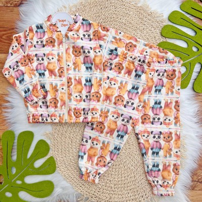 Conj. Jaqueta e Calça Ursinhas Estilosas - Areia 